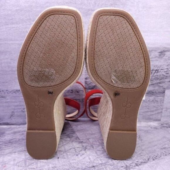 Jessica Simpson Semie Floral Jelly Strap Espadrille Wedge Sandal Red Women 9 NEW - Picture 7 of 8